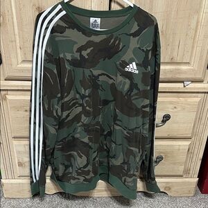 Adidas Green Camouflage Long Sleeve Top